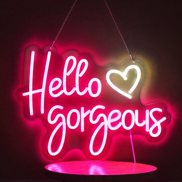 Hello Gorgeous Heart Neon Pink Party/Dorm/Wedding/Bday/Bachelorett - Picture 3 of 3